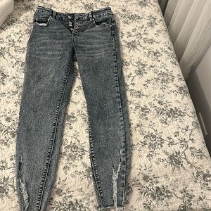 Faded button jeans